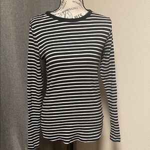 H&M Black and White Striped Long Sleeve Tee